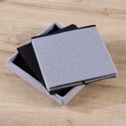 Home Source Folding Ottoman Cream Boucle Teddy Bear Fabric Chest Solid Storage Box in Grey - thumbnail 5