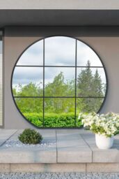 MirrorOutlet Black Framed Flat Bottom Circular Garden Wall Mirror (189CM X 180CM) - Size: 1 Pack - thumbnail 1