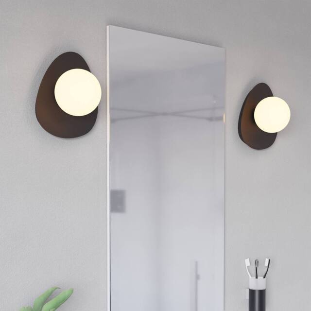 Eglo Castrovido Matte Glass & Steel Modern Bathroom Wall Light, Black - image 1