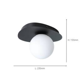 Eglo Castrovido Matte Glass & Steel Modern Bathroom Wall Light, Black - thumbnail 4