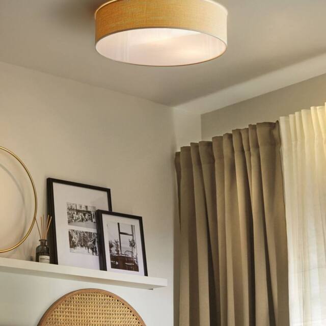 Wyld and Coco 60cm Natural Paper Wicker Flush-Mount Ceiling Lamp - image 1