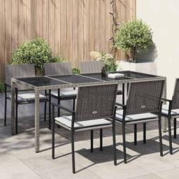 Berkfield Home Modern Garden Dining Table Grey 190x90x75 cm Poly Rattan - Size: 190 x 90 x 75 cm - thumbnail 2