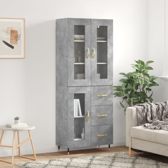 Berkfield Home Highboard Concrete Grey 69.5x34x180 cm Engineered Wood - image 1