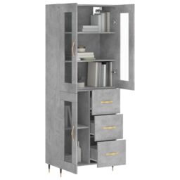 Berkfield Home Highboard Concrete Grey 69.5x34x180 cm Engineered Wood - thumbnail 3