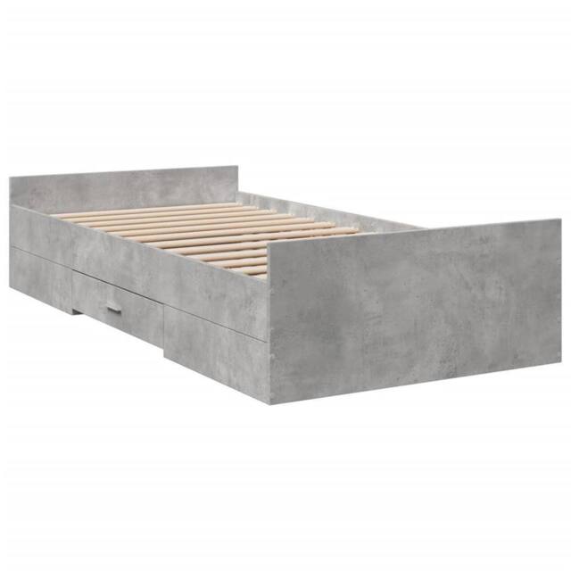 Berkfield Home Modern Bed Frame Frame w/Drawers 135x190 cm Double Solid Wood Pine in Grey - Size: Small Single - image 1