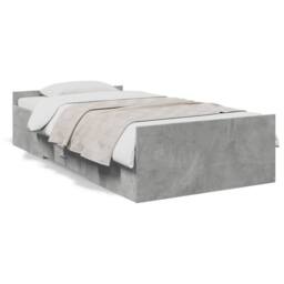 Berkfield Home Modern Bed Frame Frame w/Drawers 135x190 cm Double Solid Wood Pine in Grey - Size: Small Single - thumbnail 3