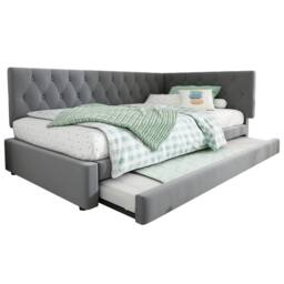 Matteo Grey Velvet Upholstered Daybed with Pull-Out Trundle - 3FT Single - thumbnail 6