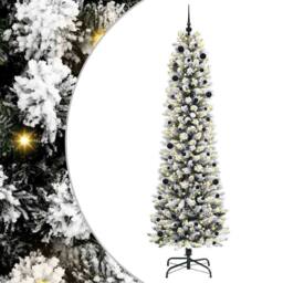 Berkfield Home Artificial Christmas Tree with 300 LEDs Green & white 240 cm - thumbnail 2