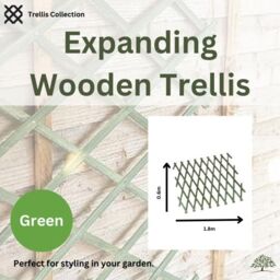 Marco Paul 1.8m Heavy Duty Expanding Wooden Trellis - Green in Beige - thumbnail 5