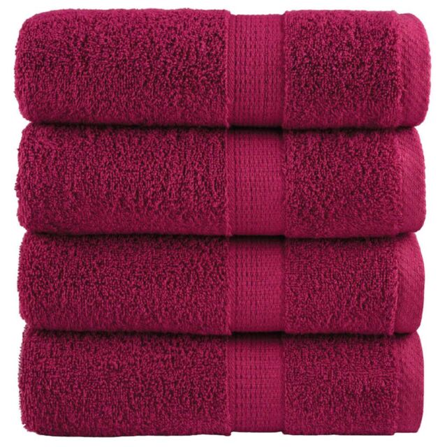 Berkfield Home Premium Soap Towels SOLUND 4pcs Bordeaux 30x30cm 600gsm in Red - image 1