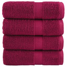 Berkfield Home Premium Soap Towels SOLUND 4pcs Bordeaux 30x30cm 600gsm in Red - thumbnail 1