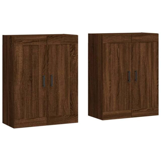 Berkfield Home Wall Mounted Cabinets 2 pcs Brown Oak Engineered Wood - image 1