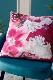 Laurence Llewelyn-Bowen 'Mayfair Lady' Velvet Filled Cushion in Pink - Size: 55 cm x 55 cm