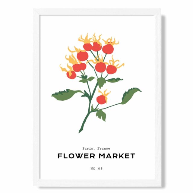ARTZE Orange Rosehip Plant Flower Market Simplicity Framed Print SIZE: A2 with White Frame - Size: A4 - image 1