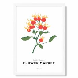 ARTZE Orange Rosehip Plant Flower Market Simplicity Framed Print SIZE: A2 with White Frame - Size: A4