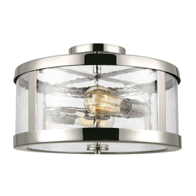 Loops 2 Bulb Semi flush Highly Polished Nickel Finish LED E27 60W Bulb in Metallics
