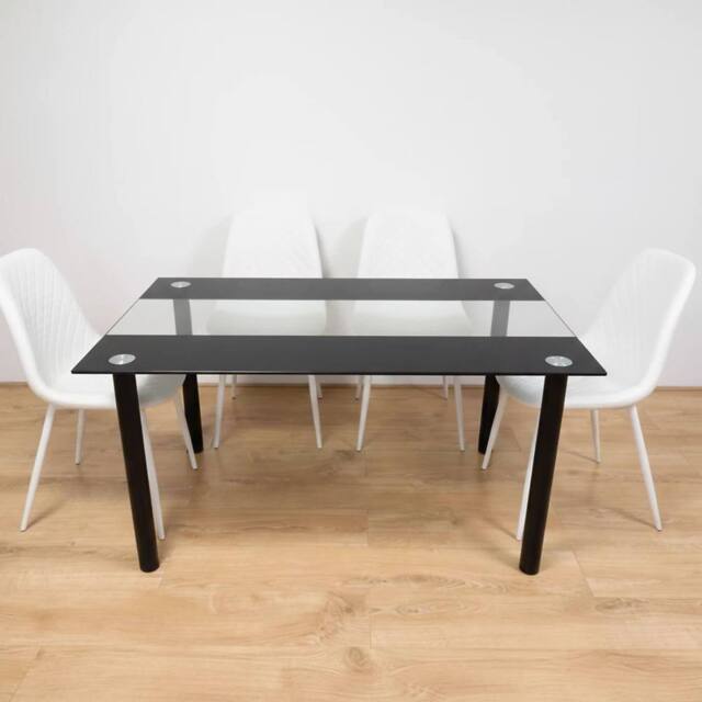 KOSY KOALA Black Clear Glass 4 Gem Pattern Faux Leather padded white Chairs - image 1