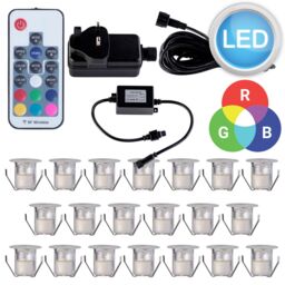 First Choice Lighting Set of 20 - 30mm Stainless Steel IP67 Colour Changing LED Decking Kit in Silver - thumbnail 9