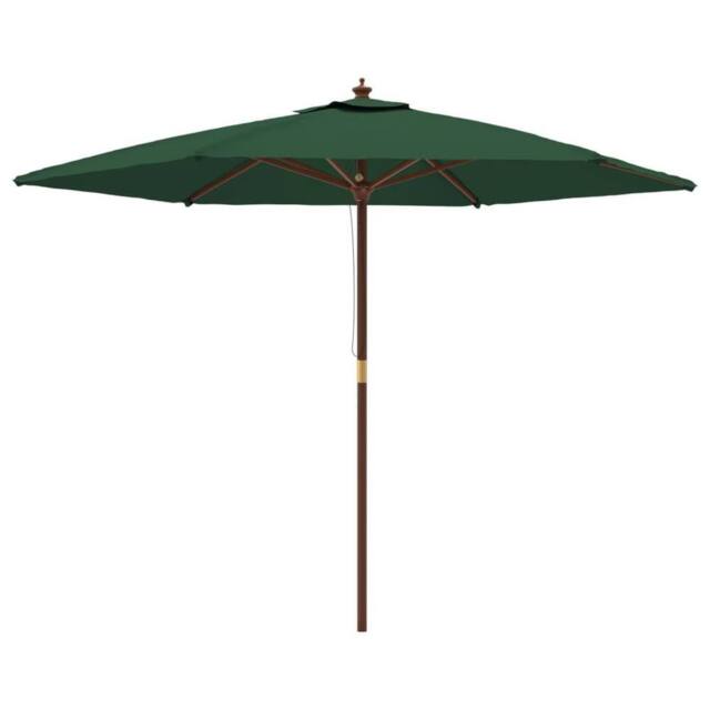 Berkfield Home Garden Parasol with Wooden Pole Green 299x240 cm - image 1