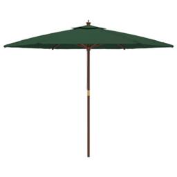 Berkfield Home Garden Parasol with Wooden Pole Green 299x240 cm - thumbnail 4