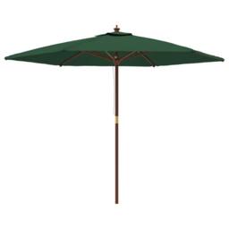 Berkfield Home Garden Parasol with Wooden Pole Green 299x240 cm - thumbnail 1