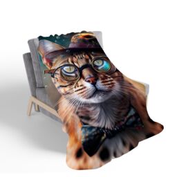 Warren Reed - Designer Bengal Cat Face With Splashart Sherpa Blanket - Size: Large - thumbnail 2