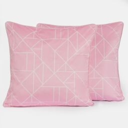 OHS 2 Pack Geo Matte Velvet Cushion Covers in Pink - Size: 45 cm x 45 cm - thumbnail 4