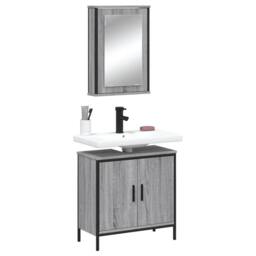 Berkfield Home Durable 2 Piece Bathroom Furniture Set Grey Sonoma Engineered Wood - thumbnail 2