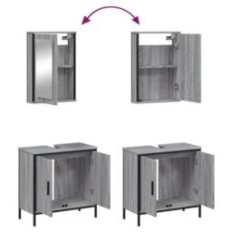 Berkfield Home Durable 2 Piece Bathroom Furniture Set Grey Sonoma Engineered Wood - thumbnail 9