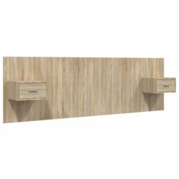 Berkfield Home Bed Headboard with Cabinets Sonoma Oak Engineered Wood in Brown - thumbnail 2