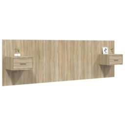 Berkfield Home Bed Headboard with Cabinets Sonoma Oak Engineered Wood in Brown - thumbnail 3
