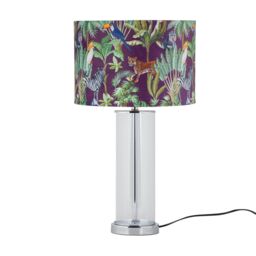 First Choice Lighting Aura - Chrome Table Lamp with Safari Velvet Shade in Silver