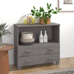 Berkfield Home Sideboard HAMAR Light Grey 85x35x80 cm Solid Wood Pine - Size: 85 x 35 x 80 cm