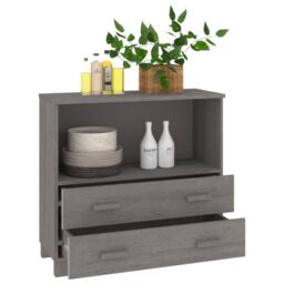 Berkfield Home Sideboard HAMAR Light Grey 85x35x80 cm Solid Wood Pine - Size: 85 x 35 x 80 cm - thumbnail 4