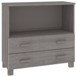 Berkfield Home Sideboard HAMAR Light Grey 85x35x80 cm Solid Wood Pine - Size: 85 x 35 x 80 cm - thumbnail 2