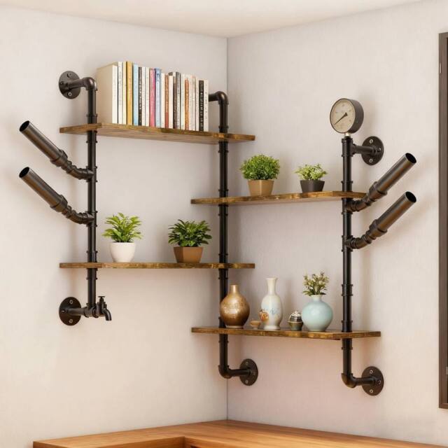 Kelvenix Corner Wall Mounted Wine Rack Display Shelf in Black - Size: 0.6m2 - image 1