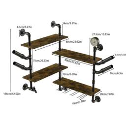 Kelvenix Corner Wall Mounted Wine Rack Display Shelf in Black - Size: 0.6m2 - thumbnail 2