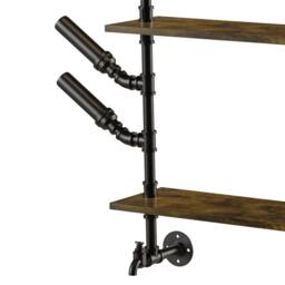 Kelvenix Corner Wall Mounted Wine Rack Display Shelf in Black - Size: 0.6m2 - thumbnail 3