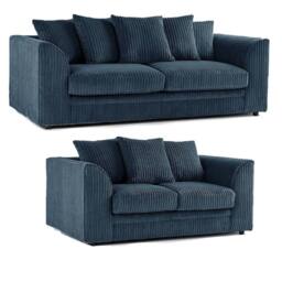 Furniture 786 Hannah Jumbo Cord 3+2 Seater Sofa Set in Navy - thumbnail 2