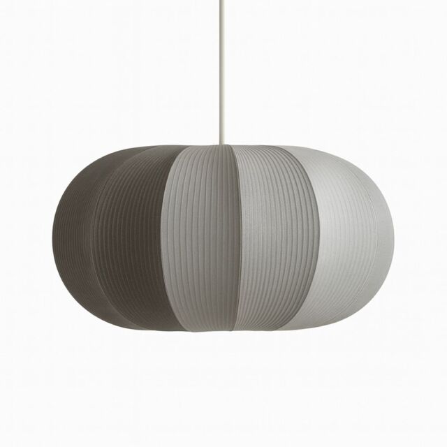 CGC Lighting CGC LILA Grey Oval Stretch Ribbed Cotton Fabric Lampshade in Dark Grey - image 1