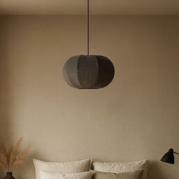 CGC Lighting CGC LILA Grey Oval Stretch Ribbed Cotton Fabric Lampshade in Dark Grey - thumbnail 4