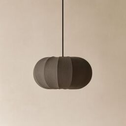 CGC Lighting CGC LILA Grey Oval Stretch Ribbed Cotton Fabric Lampshade in Dark Grey - thumbnail 2