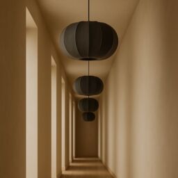 CGC Lighting CGC LILA Grey Oval Stretch Ribbed Cotton Fabric Lampshade in Dark Grey - thumbnail 5