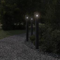 Berkfield Home Outdoor Floor Lamp with Outlet Black 110cm Stainless Steel - thumbnail 3