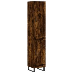 Berkfield Home Highboard Smoked Oak 34.5x34x180 cm Engineered Wood in Brown - thumbnail 2