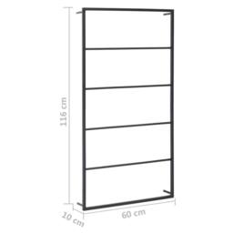 Berkfield Home Towel Rack Black 60x10x116 cm Steel - Size: 60 x 10 x 116 cm - thumbnail 6