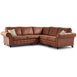 Furnishings For Less UK Oakland Tan Chesterfield 5 Seater L Shape Large Corner Sofa - thumbnail 1