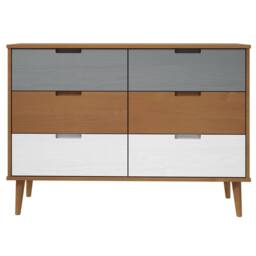 Berkfield Home Beautiful Drawer Cabinet MOLDE Brown 113x40x80 cm Solid Wood Pine - Size: 113 x 40 x 80 cm - thumbnail 4