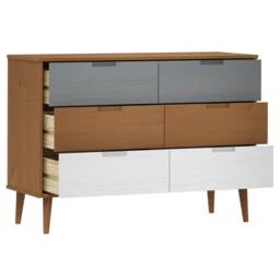 Berkfield Home Beautiful Drawer Cabinet MOLDE Brown 113x40x80 cm Solid Wood Pine - Size: 113 x 40 x 80 cm - thumbnail 5