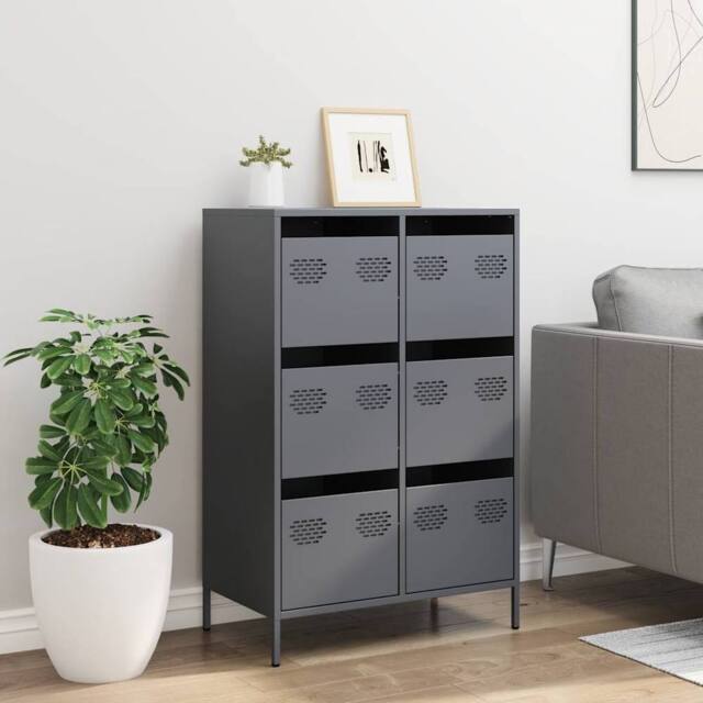 Berkfield Home Highboard Anthracite 68x39x101.5 cm Steel in Dark Grey - image 1